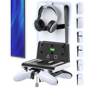 Gersker Support Mural PS5 pour Console PlayStation 5 Original/Slim/Pro, Support PS 5 Vertical et Accessoires avec Support Casque, Rangement Espacé-Économique et Organisation Salle de Jeu