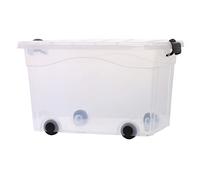 GERSO Boîte de rangement robuste de 40 l - Transparente, empilable, enroulable avec couvercle