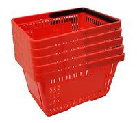 GERSO Lot de 5 paniers à provisions en plastique avec anse - 20 l - 40 cm - Empilables - Rouge