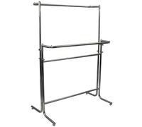 Gerso Portant double professionnel en métal chromé réglable en hauteur 115-185 cm largeur 120 cm capacité 100 kg montage sans outils stable