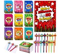 Gersoniel Lot de 30 petits carnets de notes avec ruban rouge pour sensibilisation à la drogue, 6 styles, pour campagnes anti-drogues, événements, hommes et femmes (faites la différence)