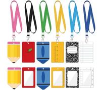 Gersoniel Lot de 6 cordons pour enseignant avec porte-carte d'identité, composition de crayon mignon, règle, porte-badge, porte-badge pour badges et clés, cadeaux d'appréciation scolaire, pour homme