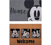 Gertmenian Disney Mouse Lot de 2 paillassons en Fibre de Coco pour Porte d'entrée d'intérieur et d'extérieur 50,8 x 86,4 cm Motif Mickey rétro