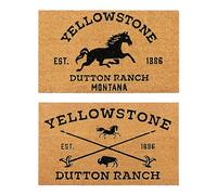 Gertmenian Yellowstone Lot de 2 paillassons en Fibre de Coco de 2 x 3 m, idéal pour Les Zones à Fort trafic dans la Porte d'entrée, Le Garage, l'entrée - Flèche/Cheval de Yellowstone, 80001