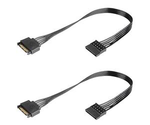 GERUI 2 pcs Câble d'extension d'alimentation SATA 15 broches Câble plat SATA mâle vers femelle pour alimentation de disque dur HDD SSD Graveur DVD