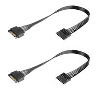 GERUI 2 pièces Câble d'extension d'alimentation SATA 15 broches, adaptateur connecteur SATA mâle vers femelle, câble plat pour alimentation disque dur, disque dur, SSD, graveur DVD, lecteur de disque