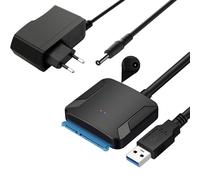 GERUI Adaptateur USB 3.0 vers SATA, Super Vitesse 2,5"/3,5" HDD/SSD Disque Dur Convertisseur / Câble Adaptateur SATA Unité Optique avec 12 V/2 A Adaptateur d’alimentation