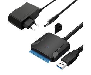 GERUI Adaptateur USB 3.0 vers SATA, Super Vitesse 2,5"/3,5" HDD/SSD Disque Dur Convertisseur / Câble Adaptateur SATA Unité Optique avec 12 V/2 A Adaptateur d’alimentation