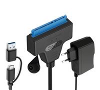 GERUI Adaptateur USB SATA, SATA vers USB compatible avec les disques durs externes et internes SSD/HDD 2.5/3.5", compatible avec les alimentations 12V 2A, Windows, Mac et Linux
