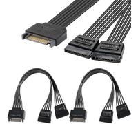 GERUI Lot de 2 câbles d'alimentation internes en Y pour PC, AK-CA-31 SATA mâle vers 2 x SATA femelles, 22 cm