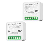 GERUI Lot de 2 interrupteurs d'éclairage intelligents - Wi-Fi - Bluetooth - Télécommande DIY - Convient derrière l'interrupteur mural - Compatible avec Google Home, Alexa Echo, Smart Life/Tuya