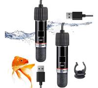 GERUI Lot de 2 mini chauffages USB d'aquarium 10 W avec thermostat, thermostat pour petits aquariums, pour eau salée et eau douce