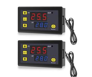 GERUI Lot de 2 régulateurs de température numériques W3230 20 A DC 12 V - Thermostat numérique - 50-120 °C - Avec sonde NTC 10 K.