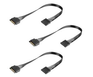 GERUI Lot de 3 câbles d'extension d'alimentation SATA 15 broches Adaptateur câble plat mâle SATA vers femelle pour alimentation de disque dur HDD SSD Graveur DVD Disque dur 32 cm (3)