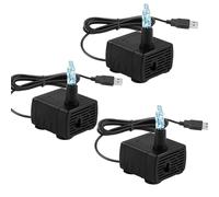 GERUI Lot de 3 mini pompes à eau submersibles USB 180 L/H, réglables et ultra silencieuses pour réservoir de poissons, étang, fontaine pour animaux de compagnie, hydroponique