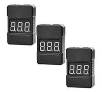 GERUI Lot de 3 testeurs de tension de batterie 2 en 1, alarme de buzzer basse tension RC pour 1s-8s Lipo/Blix Li-ions/LiMn/Li-Fe Surveillance BX100 Noir