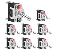 GERUI Lot de 8 interrupteurs à bascule SPST 2 broches marche/arrêt DC 12 V 24 V AC 15 A 250 V 20 A 125 V Interrupteur métallique robuste pour voiture, bateau, marine, convient pour l'industrie,
