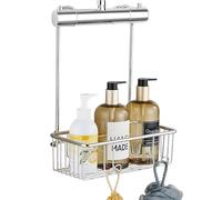 GERUIKE Etagere à Suspendre Sans Perçage - Porte Gel Douche pour Salles de Bains Compactes - Panier Suspendu en Acier Inoxydable Argent Chromé - Rangement au Robinet