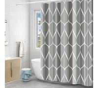 GERUIKE Rideau Douche Anti Moisissure, Rideau de Douche 180x180 cm, Poids Rideau Douche Tissu Polyester, Rideau Baignoire Imperméable, Lavable en Machine, avec 12 Crochets, Mélange Gris