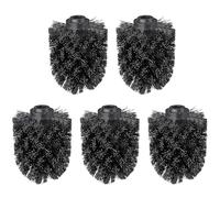 GERUIKE Tête de Brosse WC de Rechange pour Brosses de Toilettes, Tête de Balai pour WC de Remplacement en Set de 5, Noire, Filetage 16mm, Ø 7 x 9,5cm