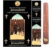 Gerusalemme Bâtonnets d'encens religieux de 15 g parfum rose vanille Fragances & Sens Jérusalem non toxique sans travail enfants + porte-encens (3 boîtes de 15 g)