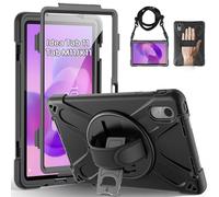 Gerutek Coque Antichoc pour Lenovo Idea Tab 11 Pouces 2025/Tab M11/K11 Gen 2/Xiaoxin Pad 11"/Moto Pad 2026, Étui Armure Robuste avec Protection d'écran, Support Rotatif, Dragonne et Bandoulière, Noir