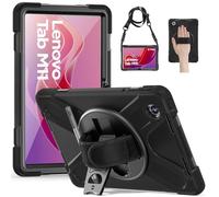 Gerutek Coque Antichoc pour Lenovo Tab M11/Tab K11/Xiaoxin Pad 2024, 11 Pouces, (TB-330FU/331FC/330XU), Étui Armure Robuste avec Support Rotatif à 360°, Dragonne et Bandoulière, Porte-Stylet, Noir