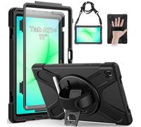 Gerutek Coque Antichoc pour Samsung Galaxy Tab A11+/Tab A11 Plus 11 Pouces 2025, (SM-X230/X235/X236B), Étui Robuste avec Protection d'écran, Support Rotatif, Dragonne et Bandoulière, Porte-Stylo, Noir