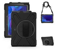 Gerutek Coque Antichoc pour Samsung Galaxy Tab Active5 Pro / Active4 Pro/Active Pro (2025/2022/2019), 10.1 Pouces, Étui Robuste avec Support Rotatif, Dragonne et Bandoulière, Porte-Stylet, Noir