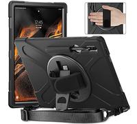 Gerutek Coque Antichoc pour Samsung Galaxy Tab S8 Ultra 14,6" 2022 SM-X900/X906, Étui Armure Robuste avec Support Rotatif, Dragonne et Bandoulière, Porte-Stylet, Housse pour Samsung Tab S8 Ultra, Noir