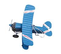 Geruwam Modèle d'avion vintage en métal, figurines d'avion rétro en fer, 10 x 9 x 5 cm, modèle d'avion biplan décoratif en métal pour bureaux, bar, maison, magasin