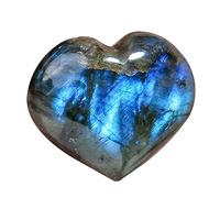 Geruwam Pierre de poche en labradorite, pierre de palmier en forme de cœur en cristal de labradorite | Pierre de palmier pour un équilibre naturel du corps, décoration d'intérieur artisanale