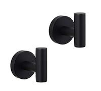 GERZWY AG1107B-BK Lot de 2 crochets simples en acier inoxydable SUS 304 pour salle de bain, cuisine, hôtel contemporain, fixation murale, noir mat