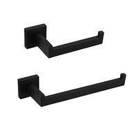 GERZWY Ensemble d'accessoires de Salle de Bain en Acier Inoxydable SUS304 (Support de Papier Toilette, Anneau Porte-Serviette) de Style Contemporain FG1656-2BK Noir Mat