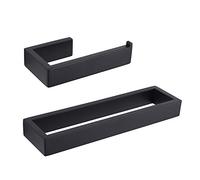 GERZWY Lot de 2 Accessoires de Salle de Bain en Acier Inoxydable SUS 304 avec Porte-Papier Toilette, Anneau Porte-Serviette, Support Mural, Noir Mat