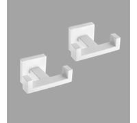 GERZWY Lot de 2 crochets doubles robustes en acier inoxydable pour peignoir, manteau de salle de bain, blanc