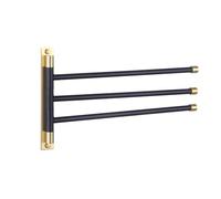 GERZWY SUS 304 Porte-Serviettes de Salle de Bain en Acier Inoxydable 3 Barres Bras Pliable Barre pivotante Porte-Serviettes de Bain Support Mural (Noir et doré)