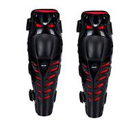 GES amélioré genouillères moto genou genou protecteur de genou protège-tibias kit de course motocross (Noir-Rouge)