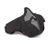 GES Demi-masque tactique pliable en maille respirante pour airsoft et paintball CS avec sangle de ceinture ajustable (noir)