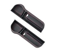 GES Organiseur de siège de voiture universel en cuir PU avec porte-gobelet, poche latérale pour siège de voiture, boîte de rangement (Noir-L+R)