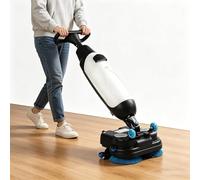 GESAIDES Autolaveuse électrique Commerciale pour carrelage, Brosse de Nettoyage motorisée, Rotation à 360°, autopropulsée, sans Fil et Pratique, pour Le Nettoyage des carrelages et sols durs. White