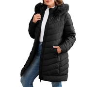 Geschallino Doudounes pour femmes grandes tailles Vêtements d'hiver matelassés Manteau à capuche avec poches 23707PLUS Noir 1X