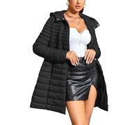 Geschallino Femme Veste Matelassée Légère Grande Taille Automne Long Manteau à Bulles à Capuche 7148APlus Noir 5XL
