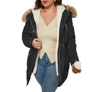 Geschallino Manteau parka 3 en 1 pour Femmes Grande Taille Doublé de Molleton Hiver Chaud Capuche Veste avec Enlever Intérieur