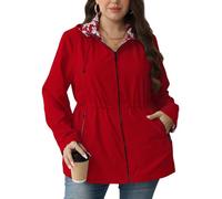 Geschallino Manteau Réversible Décontracté pour Femmes Grande Taille Coupefvent Imprimé Floral Veste Printemps avec Capuche