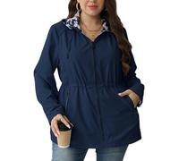 Geschallino Manteau Réversible Décontracté pour Femmes Grande Taille Coupefvent Imprimé Floral Veste Printemps avec Capuche