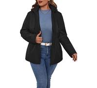 Geschallino Veste Matelassée Légère pour Femme Grande Taille Automne Hiver Capuche Softshell Manteau 6132Plus Noir XXL