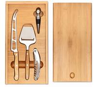 geschenkartikel de Shopping Set à Fromage vin et fromage mesesr Rabot à fromage Couteau Sommelier Bouchon de bouteille Bambou emballage cadeau
