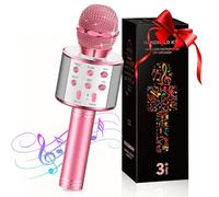 GeschenPark Micro Enfant pour Chanter Fille, Micro Karaoke Cadeau Anniversaire Fille 4-10 Ans, Microphone Karaoké sans Fil Bluetooth Jouet Enfant 3-12 Ans Fille
