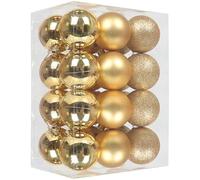 GESDYO Lot de 24 boules de Noël en or 3 cm mates et brillantes en plastique avec rubans de suspension Boules de Noël incassables pour décoration de sapin de Noël Ensemble de boules d'arbre